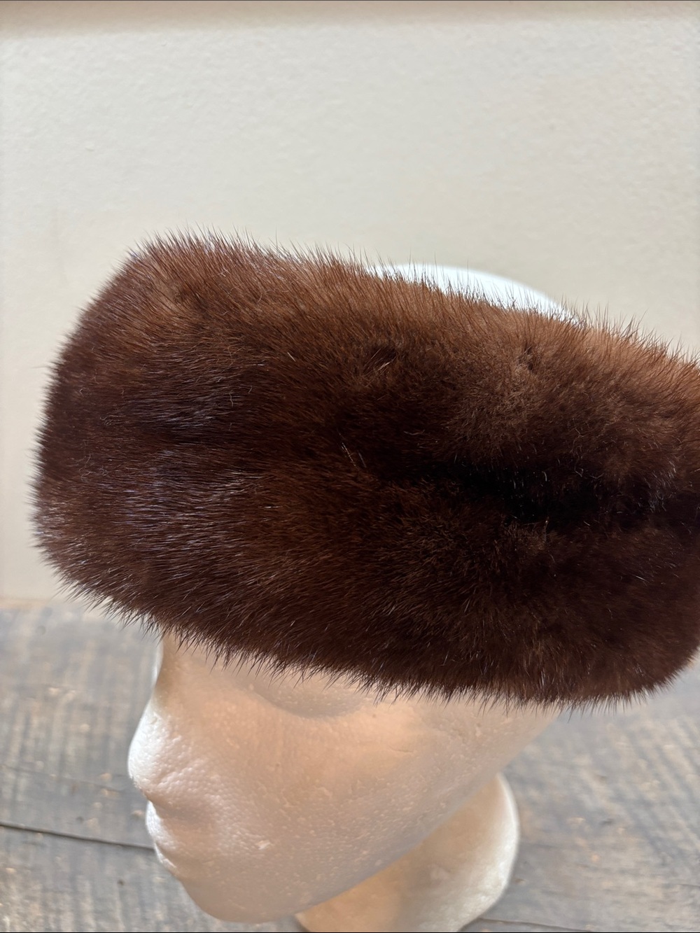 Mink Brown Fur Cossack Headband Ear Warmers, collar